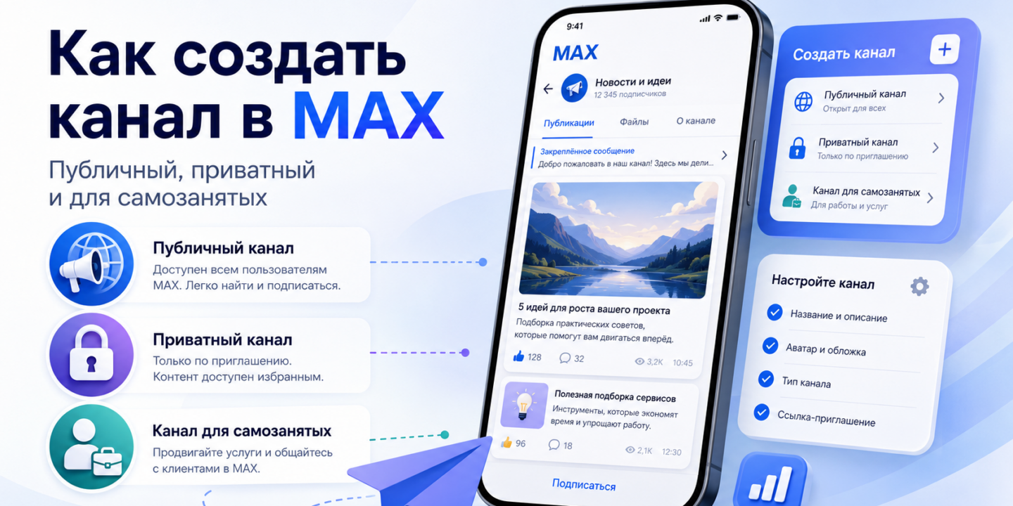 инструкция как создать канал в макс